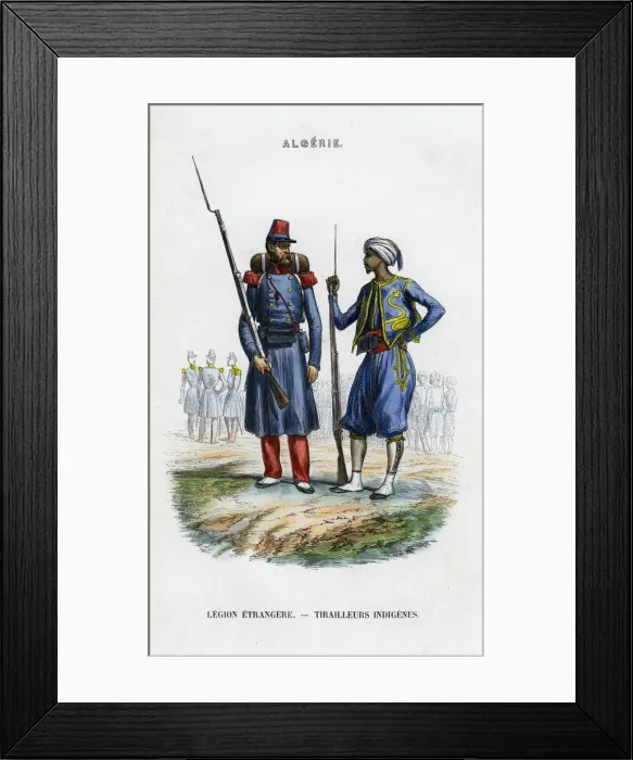 Framed Print : Foreign legionnaire and native sharpshooter; French Army in Algeria Framed Print : Foreign legionnaire and native sharpshooter; French Army in Algeria