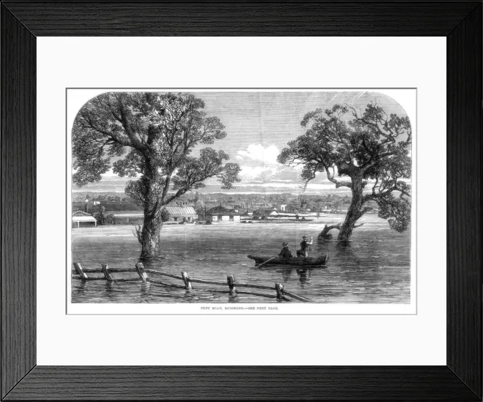 Framed Print : Punt Road, Richmond - Floods at Melbourne, Australia, 1864 Framed Print : Punt Road, Richmond - Floods at Melbourne, Australia, 1864
