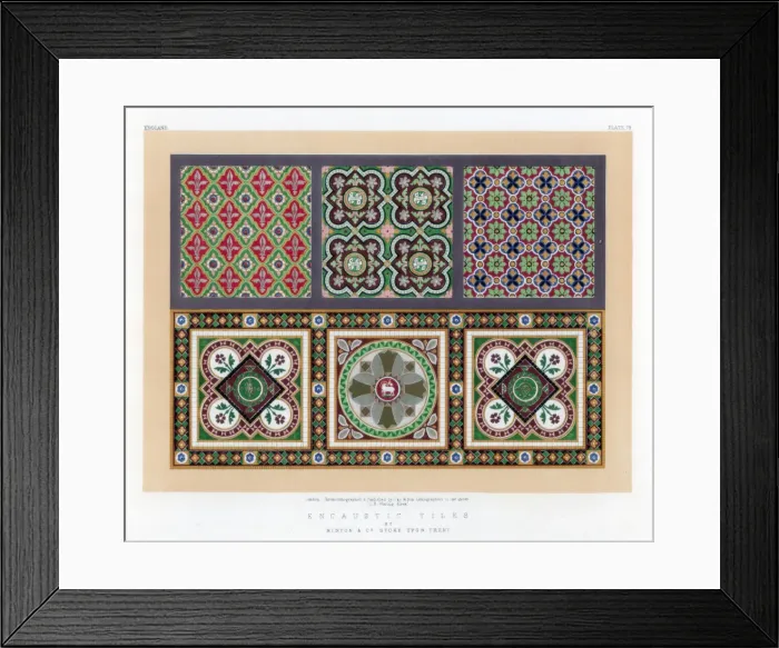 Framed Print : Encaustic Tiles, 19th century. Artist: John Burley Waring Framed Print : Encaustic Tiles, 19th century. Artist: John Burley Waring