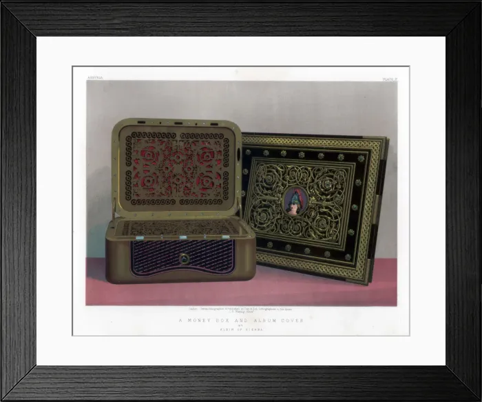 Framed Print : A Money Box and Album Cover, 19th century. Artist: John Burley Waring Framed Print : A Money Box and Album Cover, 19th century. Artist: John Burley Waring