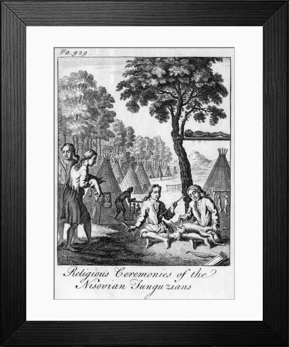 Framed Print : Religious Ceremonies of the Nisovian Tunguzians, c1748 Framed Print : Religious Ceremonies of the Nisovian Tunguzians, c1748