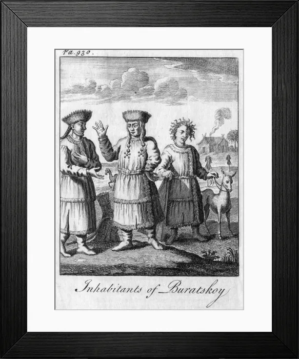 Framed Print : Inhabitants of Buratskoy, c18th century Framed Print : Inhabitants of Buratskoy, c18th century
