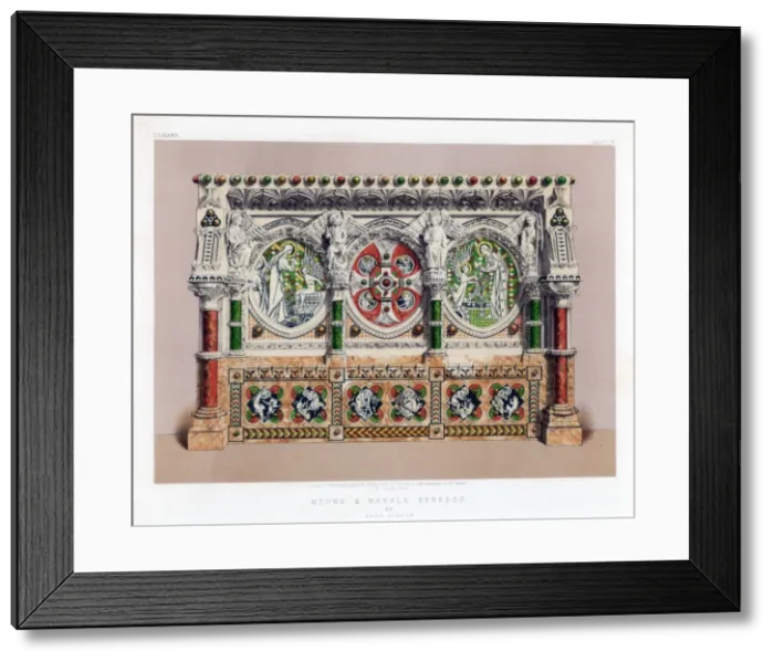 Framed Print : Stone and Marble Reredos, 19th century. Artist: John Burley Waring Framed Print : Stone and Marble Reredos, 19th century. Artist: John Burley Waring