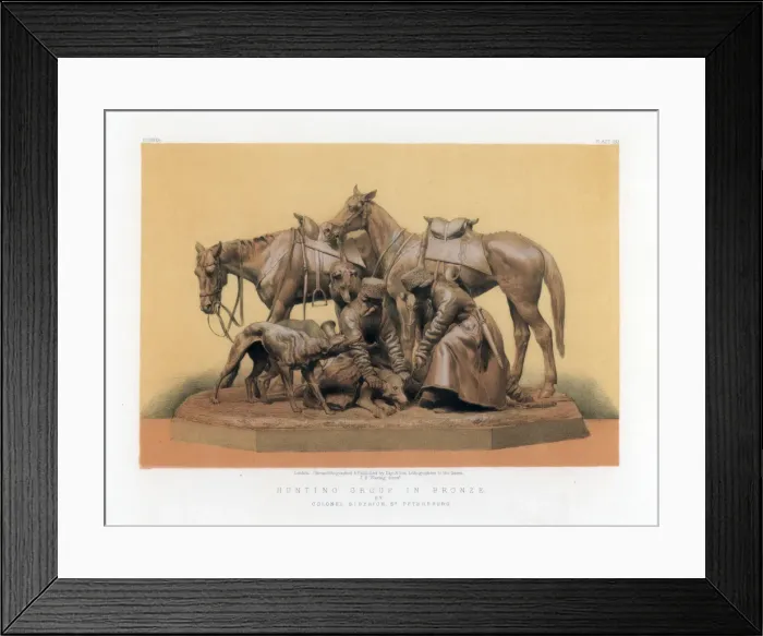 Framed Print : Hunting Group in Bronze, 19th century. Artist: John Burley Waring