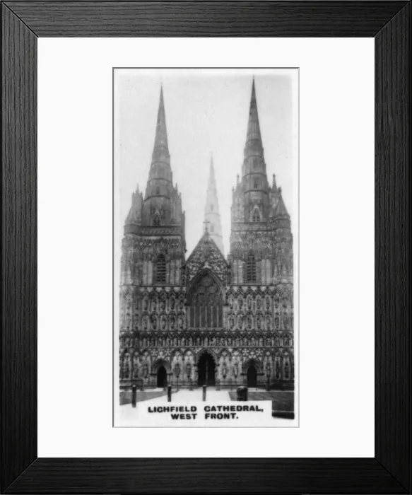 Framed Print : Lichfield Cathedral, West Front, Staffordshire, c1920s Framed Print : Lichfield Cathedral, West Front, Staffordshire, c1920s