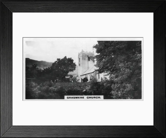 Framed Print : Grasmere Church, Wordsworths burial place, Cumbria, c1920s Framed Print : Grasmere Church, Wordsworths burial place, Cumbria, c1920s