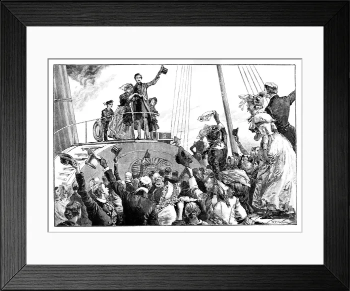 Framed Print : The queen leaving Kingstown, royal visit to Ireland, c1849, (1888). Artist: William Heysham Overend Framed Print : The queen leaving Kingstown, royal visit to Ireland, c1849, (1888). Artist: William Heysham Overend