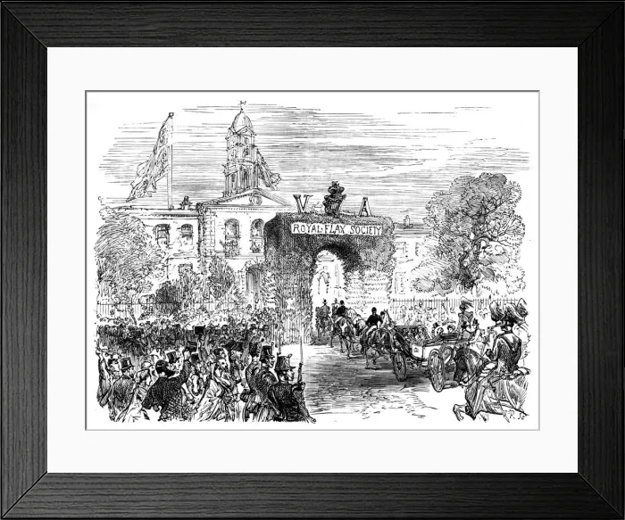 Framed Print : Visit of the Queen and Prince Albert to the Linen Hall, Belfast, c1850s, (c1888) Framed Print : Visit of the Queen and Prince Albert to the Linen Hall, Belfast, c1850s, (c1888)