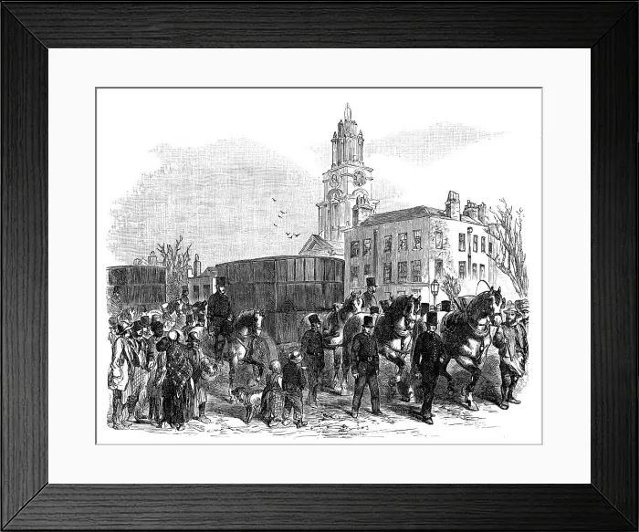 Framed Print : The conveying of Australian gold from the East India docks to the Bank of England, London, c1888 Framed Print : The conveying of Australian gold from the East India docks to the Bank of England, London, c1888