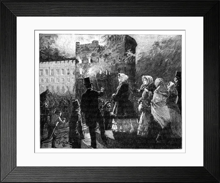 Framed Print : Fire in the Prince of Waless Tower, Windsor Castle, c1850s, (1888). Artist: William Barnes Wollen