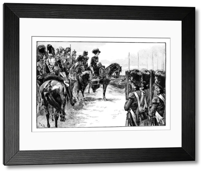 Framed Print : The Queen at the camp at Chobham, Surrey, 1853, (1888) Framed Print : The Queen at the camp at Chobham, Surrey, 1853, (1888)