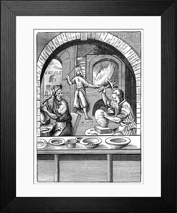 Framed Print : Basin maker, 16th century (1849). Artist: Jost Amman Framed Print : Basin maker, 16th century (1849). Artist: Jost Amman
