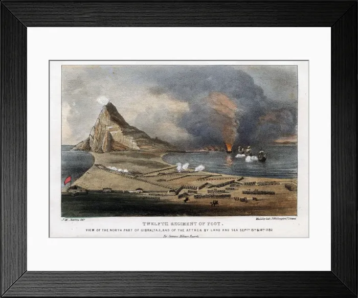 Framed Print : Twelfth Regiment of Foot, The North part of Gibraltar, 13th and 14th September 1782. Artist: Madeley Framed Print : Twelfth Regiment of Foot, The North part of Gibraltar, 13th and 14th September 1782. Artist: Madeley