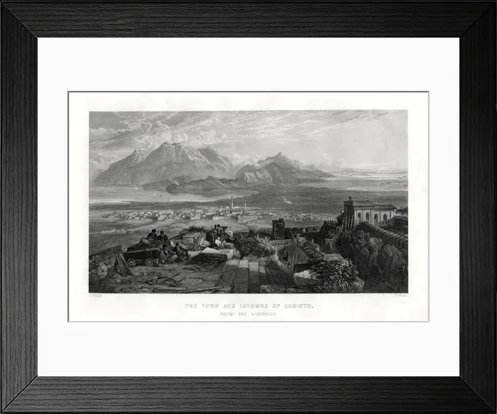 Framed Print : The town and isthmus of Corinth from the Acropolis, Greece, 1887. Artist: W Miller Framed Print : The town and isthmus of Corinth from the Acropolis, Greece, 1887. Artist: W Miller
