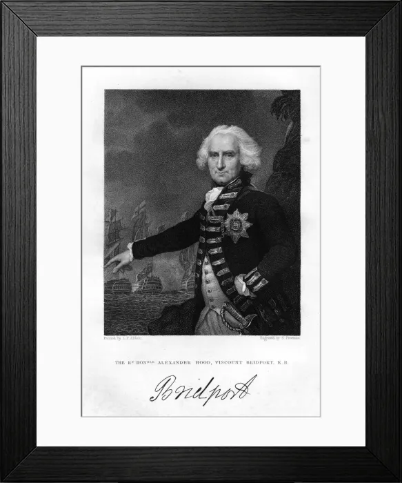 Framed Print : Admiral Alexander Hood (1726-1814), 1st Viscount Bridport, 1837. Artist:s Freeman Framed Print : Admiral Alexander Hood (1726-1814), 1st Viscount Bridport, 1837. Artist:s Freeman