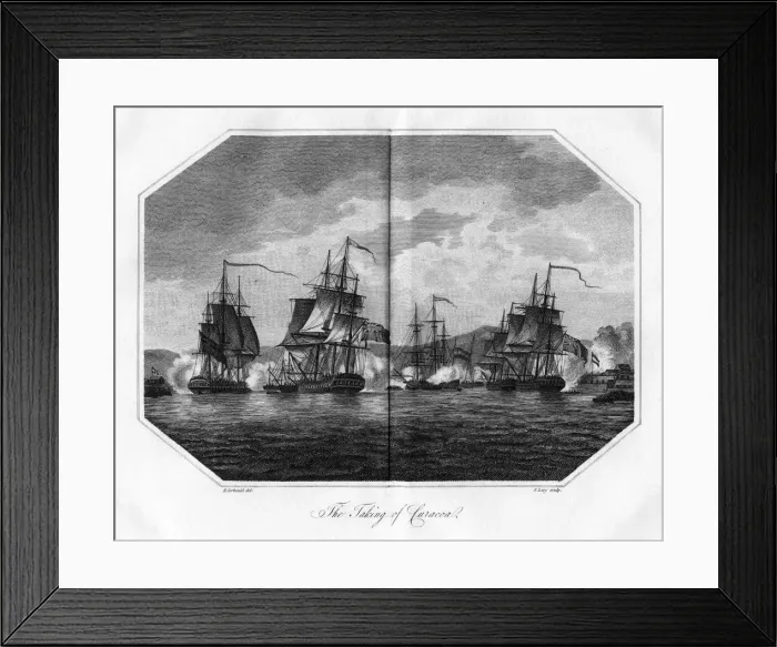 Framed Print : The Taking of Curacao, 1811. Artist:s Lacy Framed Print : The Taking of Curacao, 1811. Artist:s Lacy