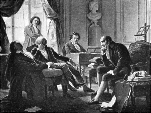 Ludwig van Beethoven and his friends, (1770-1827), German composer, 1909