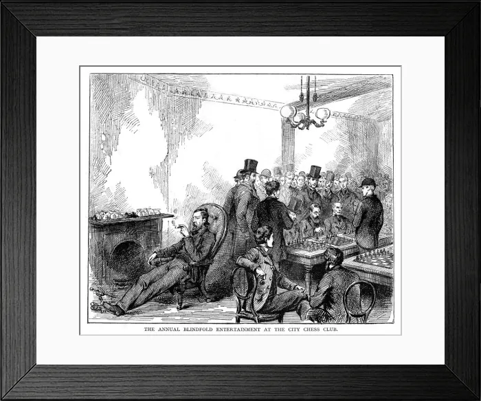 Framed Print : The annual blindfold entertainment at the city chess club, 1876 Framed Print : The annual blindfold entertainment at the city chess club, 1876