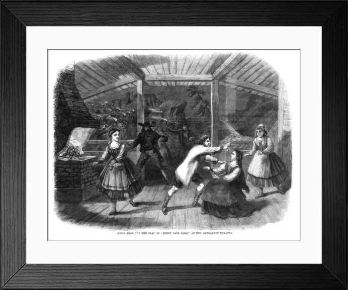 Framed Print : Scene from the play Sunny Vale Farm, performed at the Haymarket Theatre, London, 1864 Framed Print : Scene from the play Sunny Vale Farm, performed at the Haymarket Theatre, London, 1864