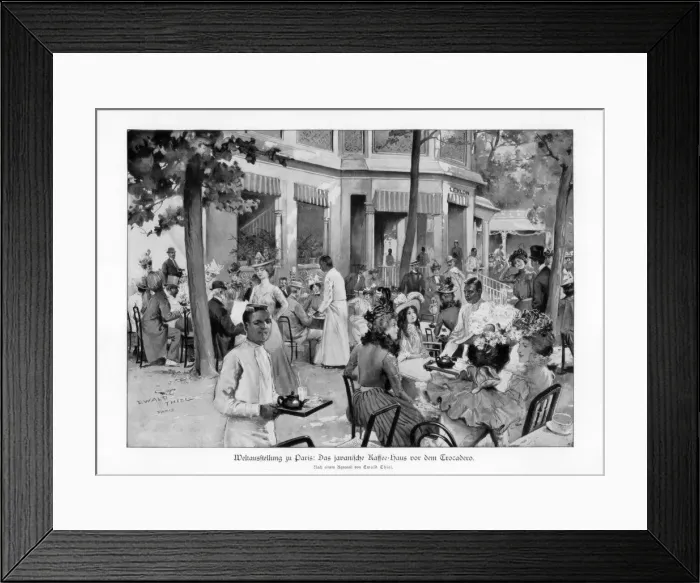 Framed Print : Javanese coffee house, Trocadero, Paris World Exposition, 1889, (1900). Artist: Ewald Thiel Framed Print : Javanese coffee house, Trocadero, Paris World Exposition, 1889, (1900). Artist: Ewald Thiel