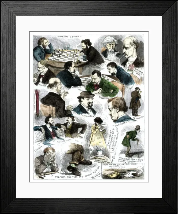 Framed Print : Sketches at the International Chess Tournament, May 5, 1883. Artist: Corbould Framed Print : Sketches at the International Chess Tournament, May 5, 1883. Artist: Corbould