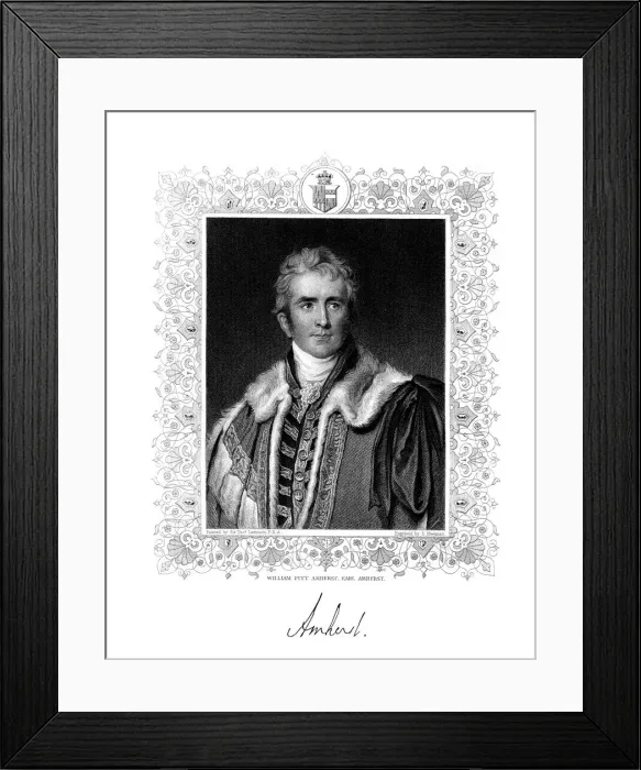 Framed Print : William Pitt Amherst, 1st Earl Amherst, British statesman and diplomat, 19th century. Artist:s Freeman Framed Print : William Pitt Amherst, 1st Earl Amherst, British statesman and diplomat, 19th century. Artist:s Freeman