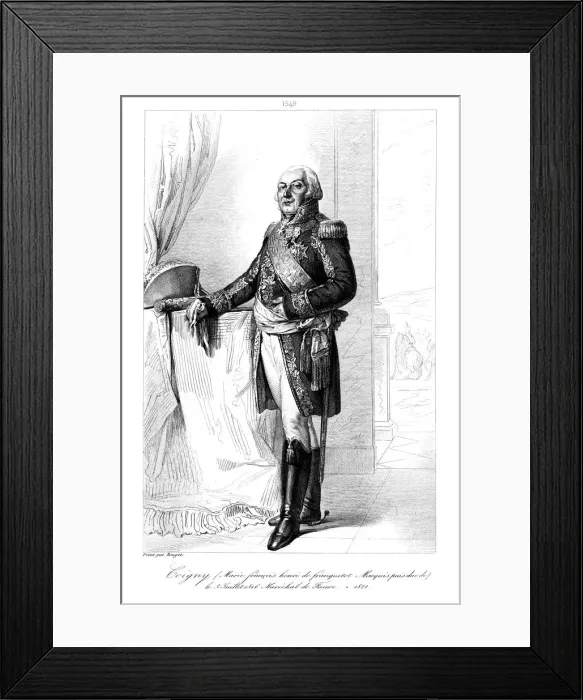 Framed Print : Francois-Henri de Franquetot de Coigny (1737-1821), Marshal of France, 1839. Artist: Darodes Framed Print : Francois-Henri de Franquetot de Coigny (1737-1821), Marshal of France, 1839. Artist: Darodes