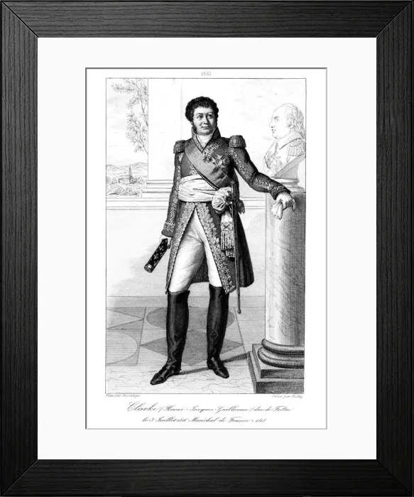 Framed Print : Henri Jacques-Guillaume Clarke (1765-1818), duc de Feltre and Marshal of France, 1839. Artist: Julien Leopold Boilly