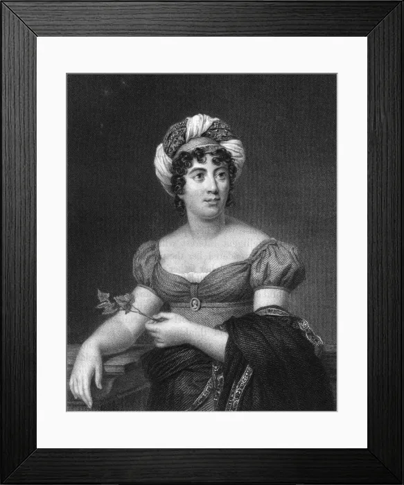 Framed Print : Germaine de Stael, French writer, novelist and political propagandist, (1836). Artist: E Scriven Framed Print : Germaine de Stael, French writer, novelist and political propagandist, (1836). Artist: E Scriven