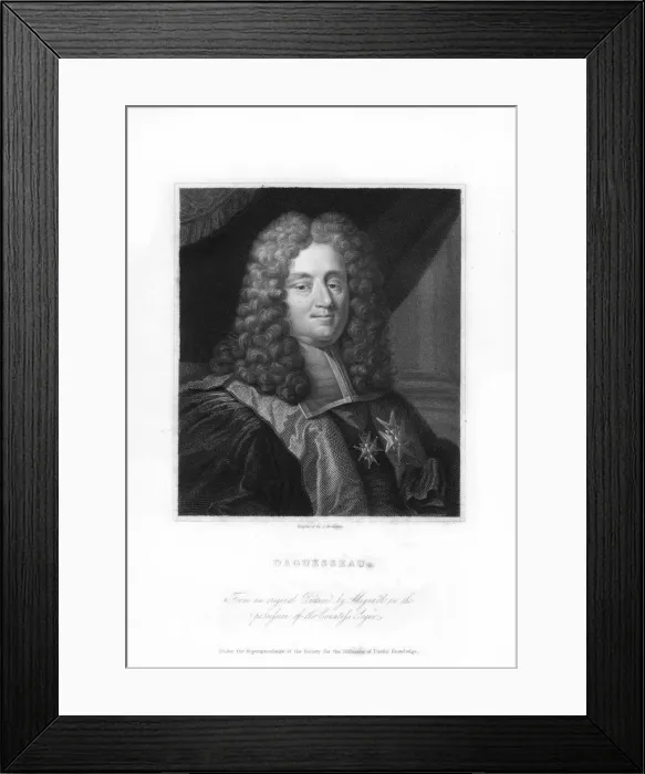 Framed Print : Henri Francois d Aguesseau, 18th century French statesman, (1836). Artist: James Mollison Framed Print : Henri Francois d Aguesseau, 18th century French statesman, (1836). Artist: James Mollison
