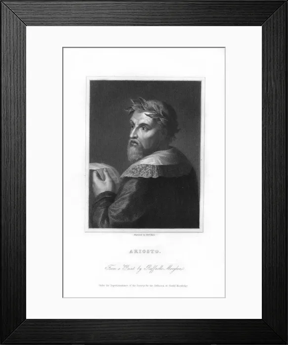 Framed Print : Ludovico Ariosto, Italian Renaissance poet, (1836). Artist: Robert Hart Framed Print : Ludovico Ariosto, Italian Renaissance poet, (1836). Artist: Robert Hart