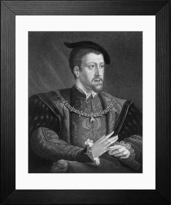 Framed Print : Charles V, King of Spain and Holy Roman Emperor, (1836). Artist: W Holl Framed Print : Charles V, King of Spain and Holy Roman Emperor, (1836). Artist: W Holl