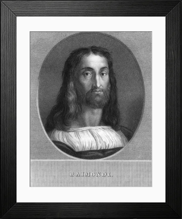 Framed Print : Marcantonio Raimondi, Italian engraver, 1836. Artist: W Holl Framed Print : Marcantonio Raimondi, Italian engraver, 1836. Artist: W Holl