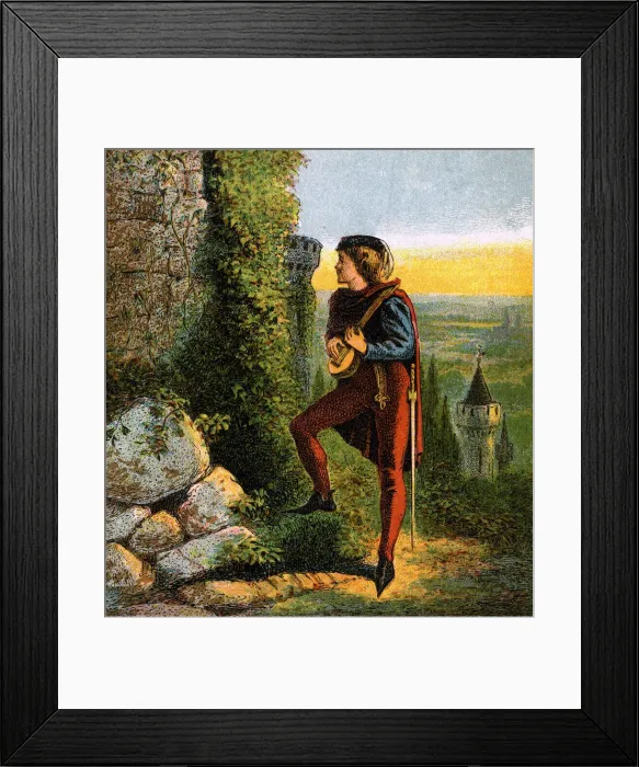 Framed Print : Blondel At Richards Prison, 12th century, (c1850) Framed Print : Blondel At Richards Prison, 12th century, (c1850)