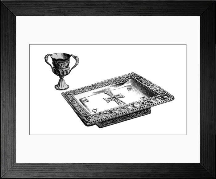 Framed Print : An altar tray and chalice in enamelled gold, c 4th or 5th century, 1870 Framed Print : An altar tray and chalice in enamelled gold, c 4th or 5th century, 1870