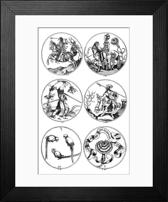 Framed Print : Circular playing cards, Germany, 15th century (1870) Framed Print : Circular playing cards, Germany, 15th century (1870)