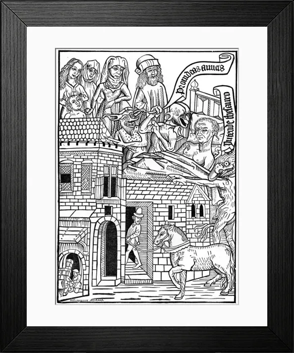 Framed Print : A sinner on his death bed, 15th century, (1870) Framed Print : A sinner on his death bed, 15th century, (1870)
