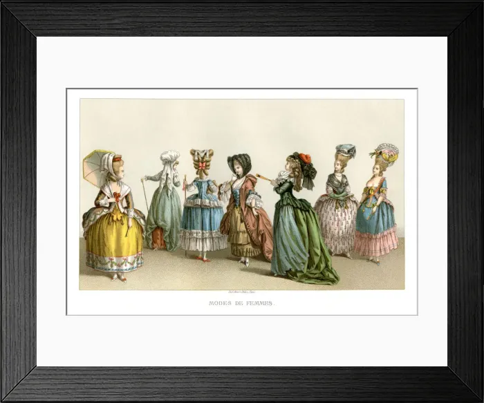 Framed Print : Womens fashions of the 18th century, (1885). Artist: Durin Framed Print : Womens fashions of the 18th century, (1885). Artist: Durin