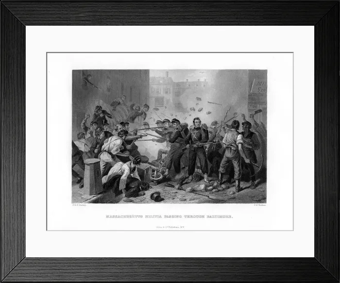 Framed Print : Massachusetts militia passing through Baltimore, 1861 (1862-1867) Framed Print : Massachusetts militia passing through Baltimore, 1861 (1862-1867)