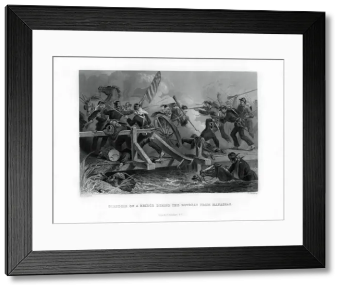 Framed Print : Struggle on a bridge during the retreat from Manassas, Virginia, (1862-1867). Artist: Felix Octavius Carr Darley Framed Print : Struggle on a bridge during the retreat from Manassas, Virginia, (1862-1867). Artist: Felix Octavius Carr Darley