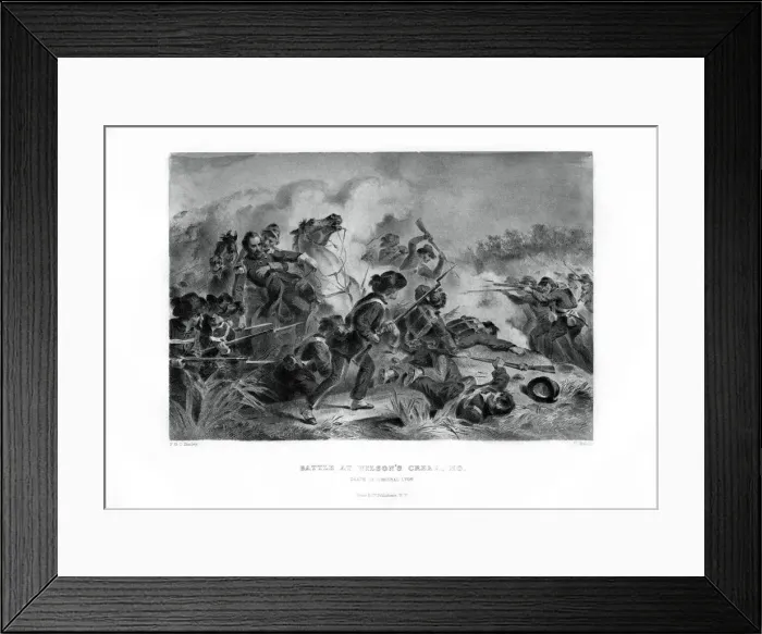 Framed Print : Death of General Lyon, Battle of Wilsons Creek, Missouri, 10 August 1861, (1862-1867). Artist: V Balch Framed Print : Death of General Lyon, Battle of Wilsons Creek, Missouri, 10 August 1861, (1862-1867). Artist: V Balch
