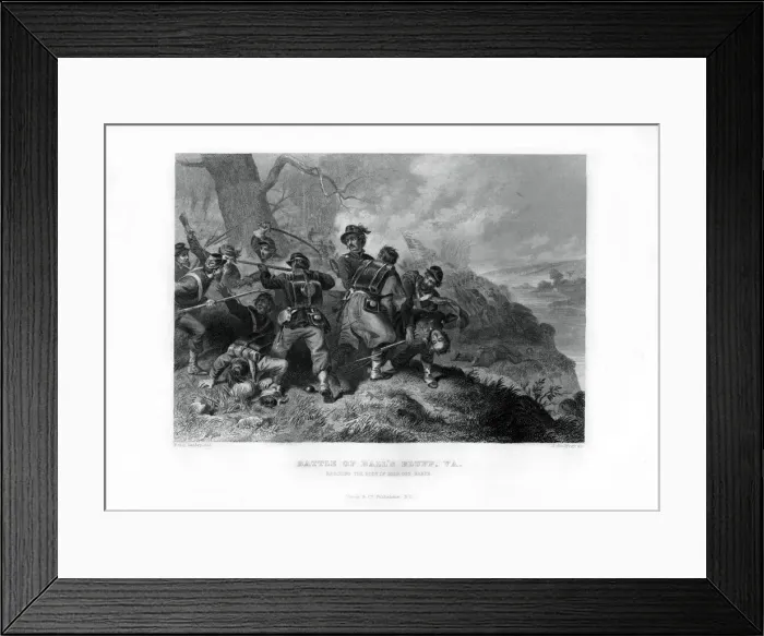 Framed Print : Rescue of the body of Colonel Edward Baker, Battle of Balls Bluff, Virginia, 1862-1867. Artist: J Godfrey Framed Print : Rescue of the body of Colonel Edward Baker, Battle of Balls Bluff, Virginia, 1862-1867. Artist: J Godfrey