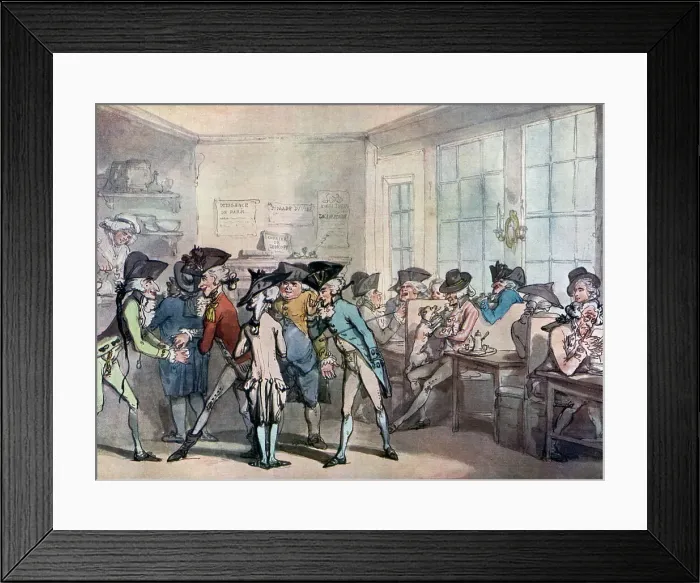 Framed Print : The French coffee house, late 18th century. Artist: Thomas Rowlandson Framed Print : The French coffee house, late 18th century. Artist: Thomas Rowlandson