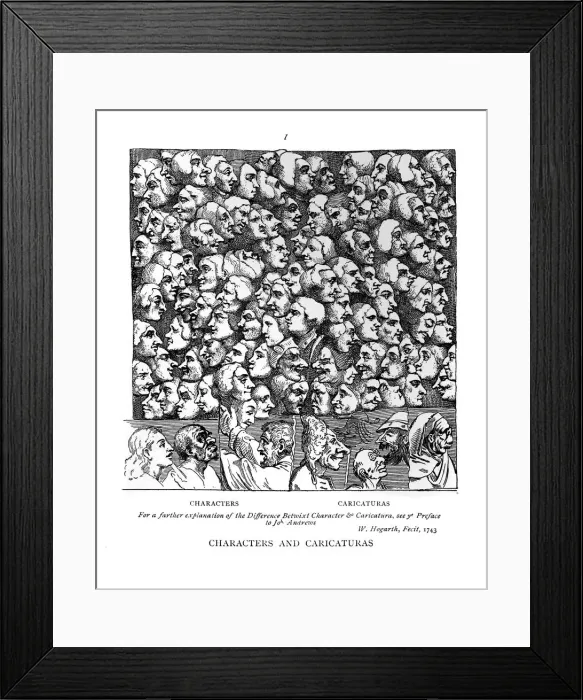 Framed Print : Characters and Caricaturas, 1743. Artist: William Hogarth Framed Print : Characters and Caricaturas, 1743. Artist: William Hogarth