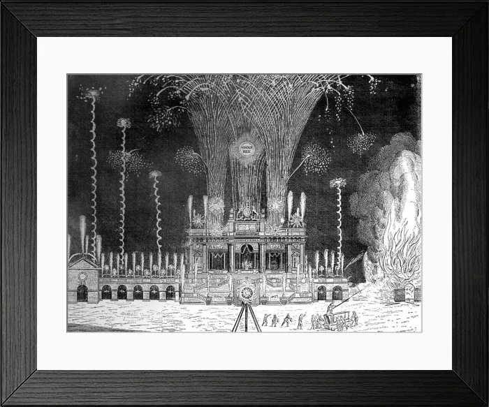 Framed Print : Fireworks at Green Park, St Jamess, April 27th, 1749 Framed Print : Fireworks at Green Park, St Jamess, April 27th, 1749