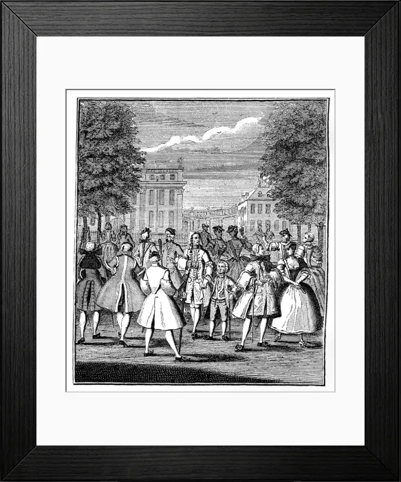 Framed Print : The Beau Monde in St Jamess Park, 1750. Artist: LP Boitard Framed Print : The Beau Monde in St Jamess Park, 1750. Artist: LP Boitard