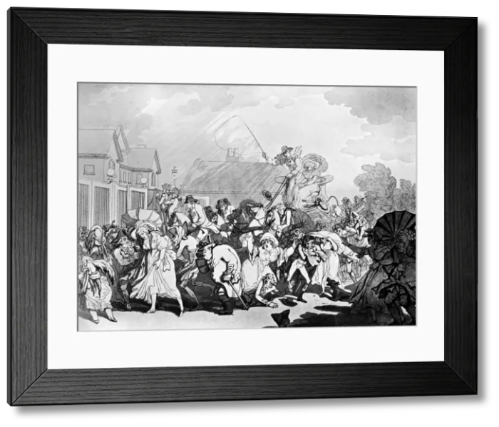 Framed Print : A Sudden Squall in Hyde Park, c1791. Artist: Thomas Rowlandson Framed Print : A Sudden Squall in Hyde Park, c1791. Artist: Thomas Rowlandson