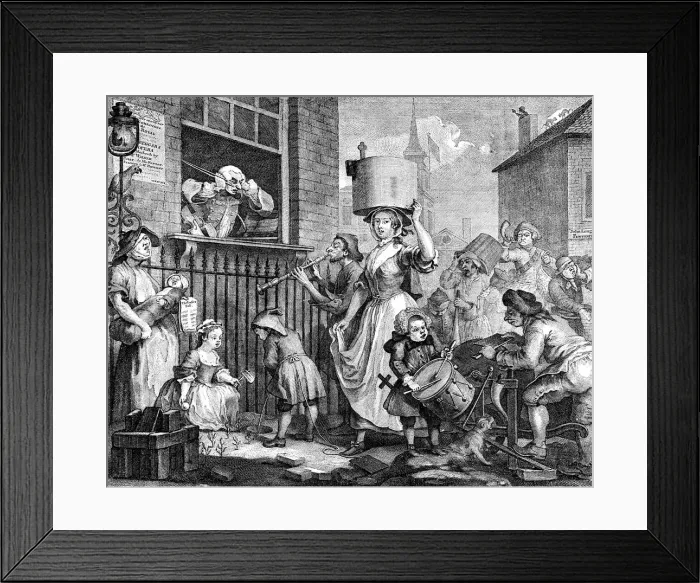 Framed Print : The Enraged Musician, 1741. Artist: William Hogarth Framed Print : The Enraged Musician, 1741. Artist: William Hogarth