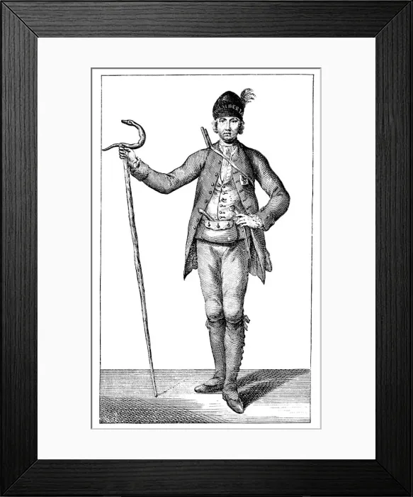 Framed Print : James Boswell, esq in the dress of an armed Corsican Chief, 1769. Artist: James Wale Framed Print : James Boswell, esq in the dress of an armed Corsican Chief, 1769. Artist: James Wale