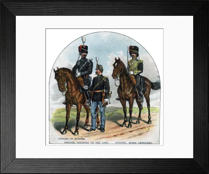 Framed Print : Officer of Hussars, Officer, infantry of the Line, Gunner, horse artillery, 19th century Framed Print : Officer of Hussars, Officer, infantry of the Line, Gunner, horse artillery, 19th century